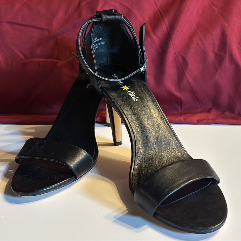 Seven Dials Black Heels with Ankle Strap